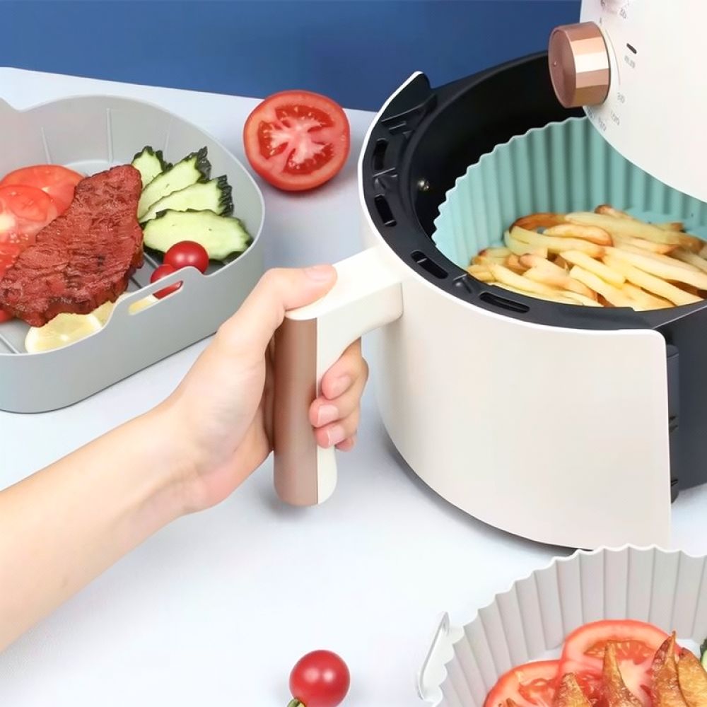 Air Fryer Silicone Pot Liner - 정사각형 실리콘 에어프라이어 바스켓 라이너, 재사용