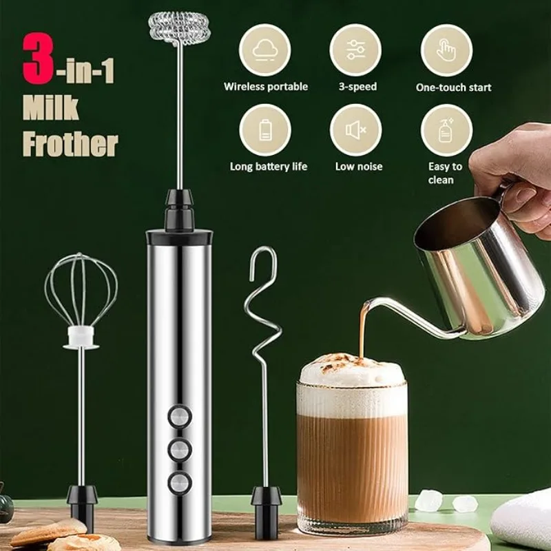 3가지 기능을 갖춘 휴대용 전기 우유 거품기, 3단계  - Electric Milk Frother Handheld 리뷰 및 가격